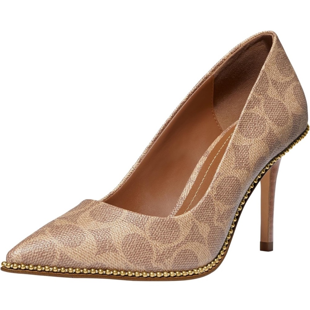 Coach • Waverly Pump with Beadchain • Tan Coated Canvas • 10 • SO Gently Worn!😍